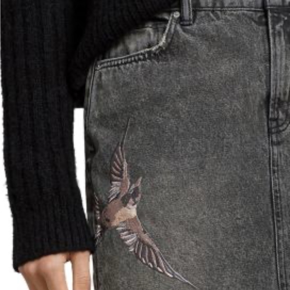 All Saints Charcoal Distressed Mini Skirt - Picture 6 of 11